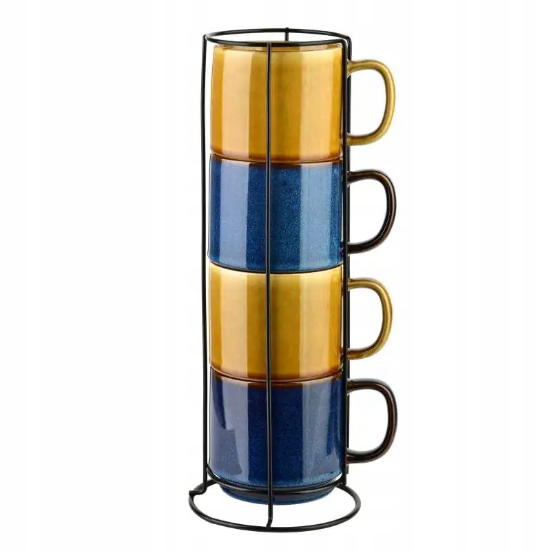 Sada 4 hrnků na stojanu, elegantní, 400 ml