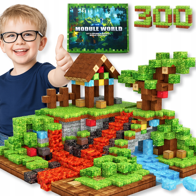 Klocki magnetyczne sześciany bloki zestaw 300 klocków figurki pixele kostki