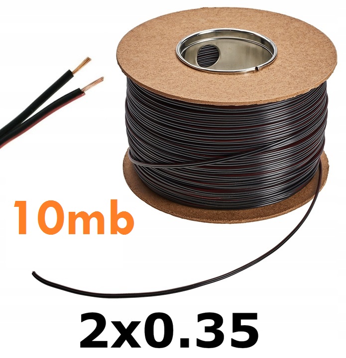 

Przewód Kabel do Led 2 żyłowy 10mb 2x0,35 Czarny