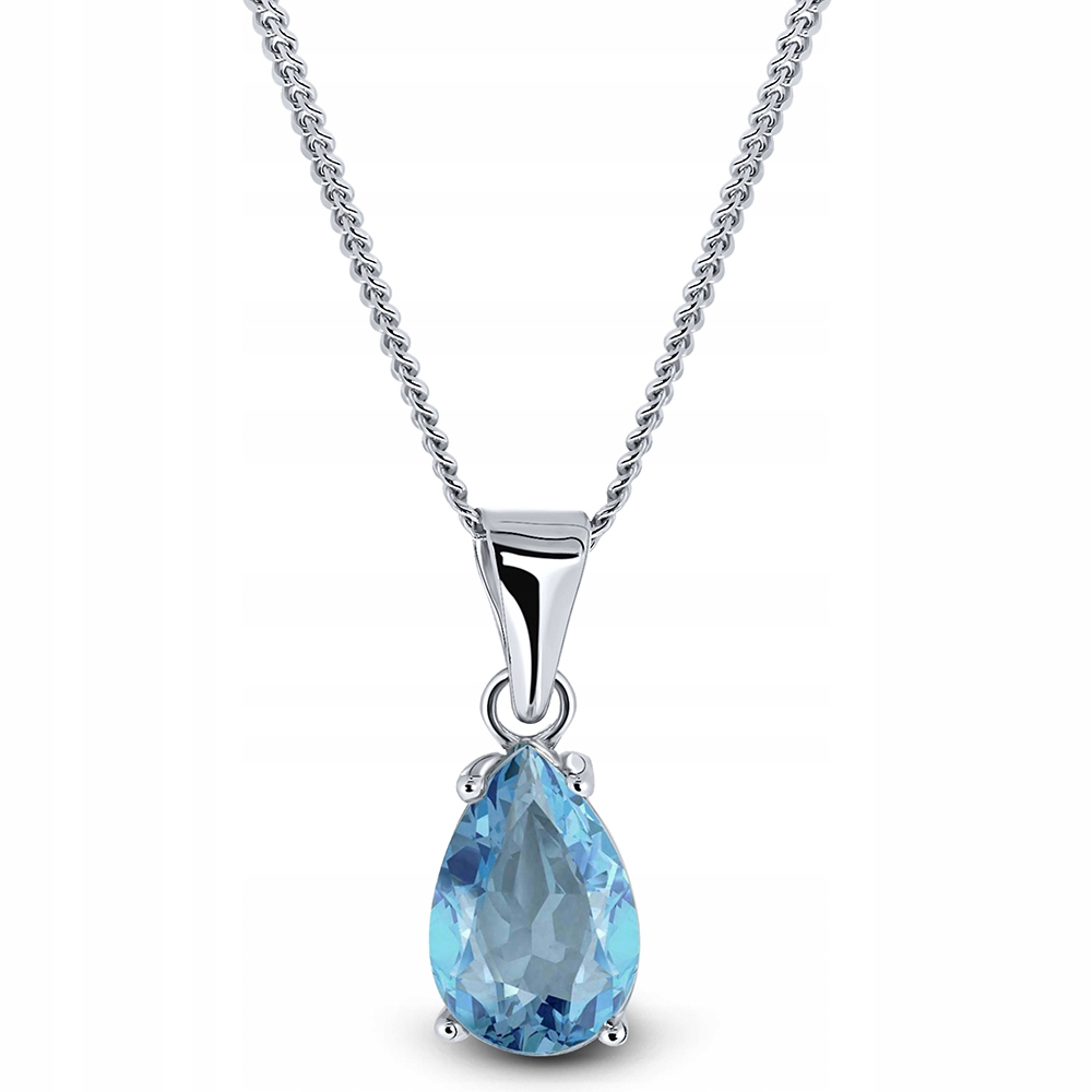 Naszyjnik Miore 9KT 375 Białe Złoto Topaz Wisiorek 7 x 17 mm Łańcuszek 45cm