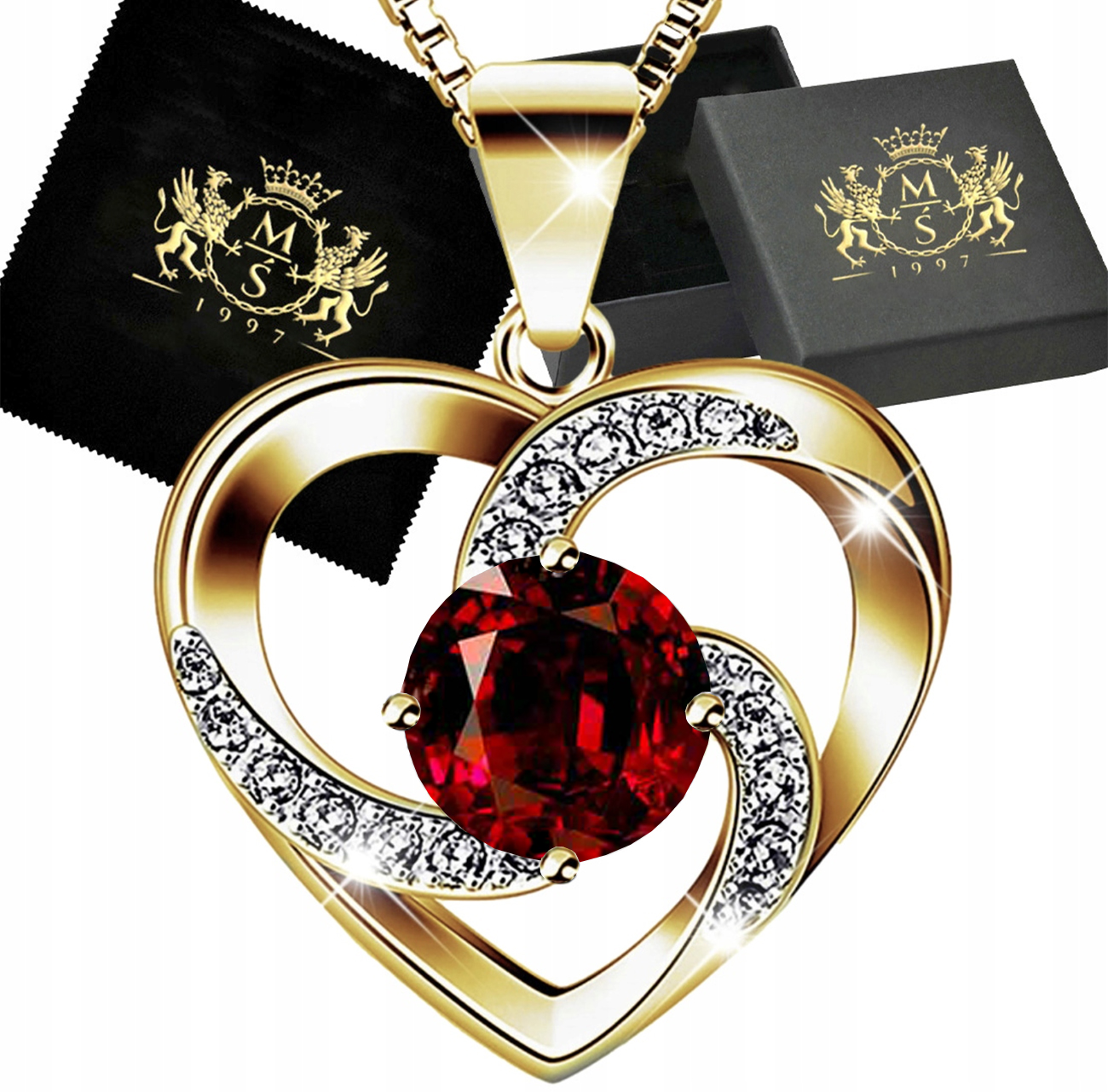 Biżuteria Srebrna Złoty Naszyjnik Wisiorek Serce Urodziny Srebro 925