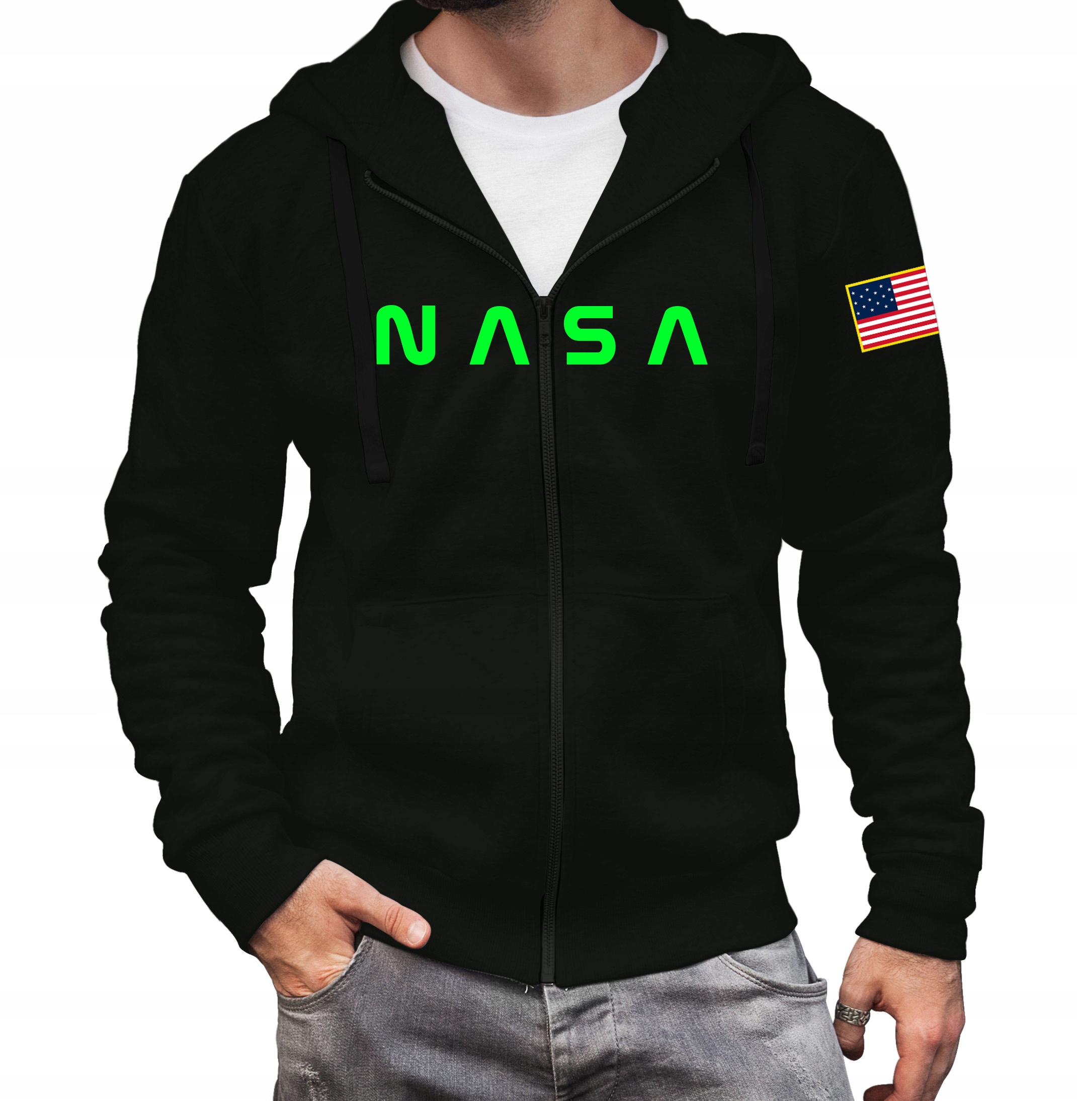 

Bluza Nasa męska z kapturem Rozpinana, Czarna 2XL