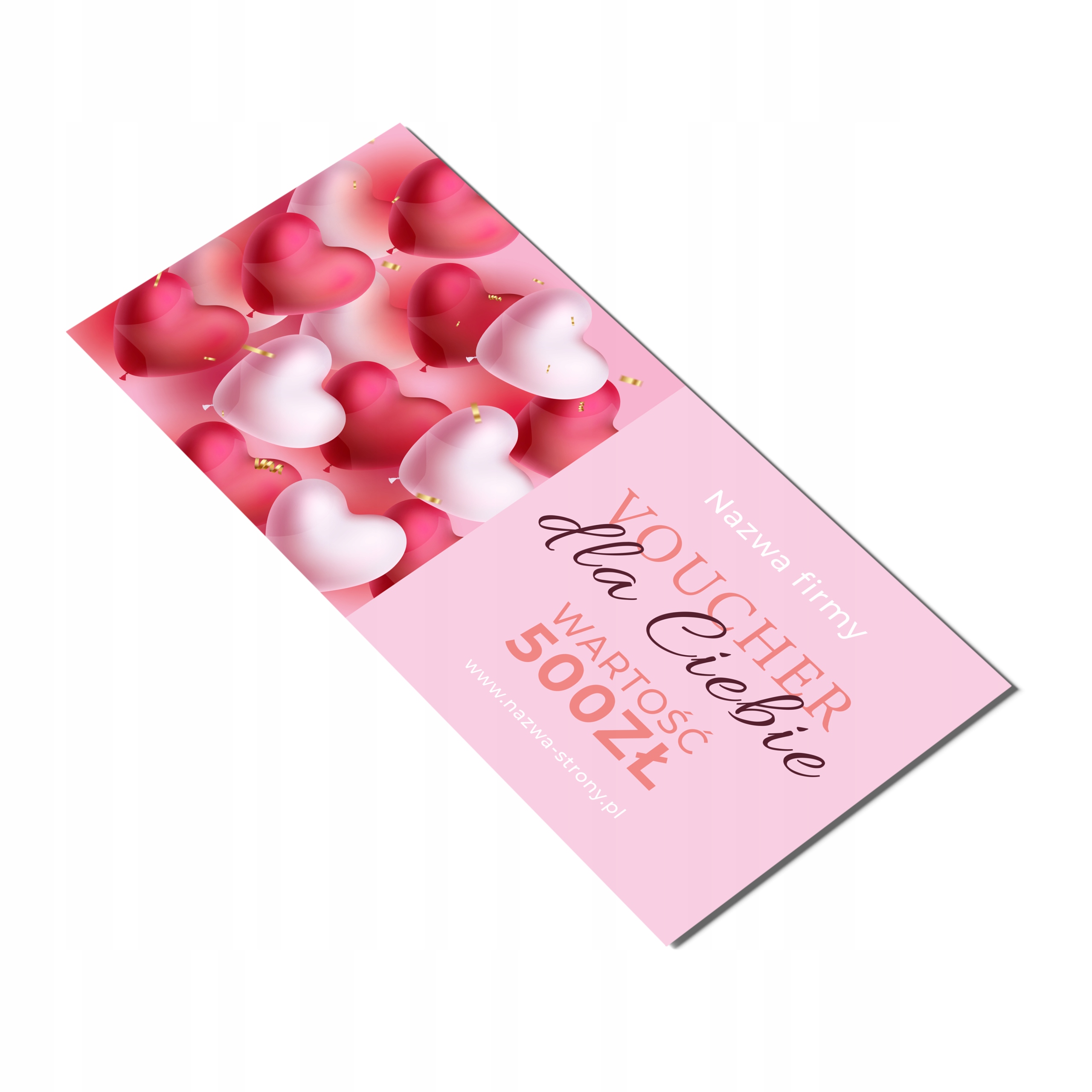 Vouchery dla Ciebie walentynki czerwone serca DL PROJEKT GRATIS 250 sztuk Format papieru format DL