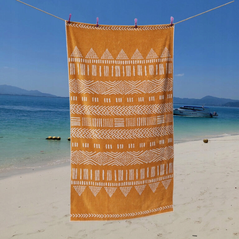 Duży ręcznik plażowy Sand Patterns 100x180 bawełna welur