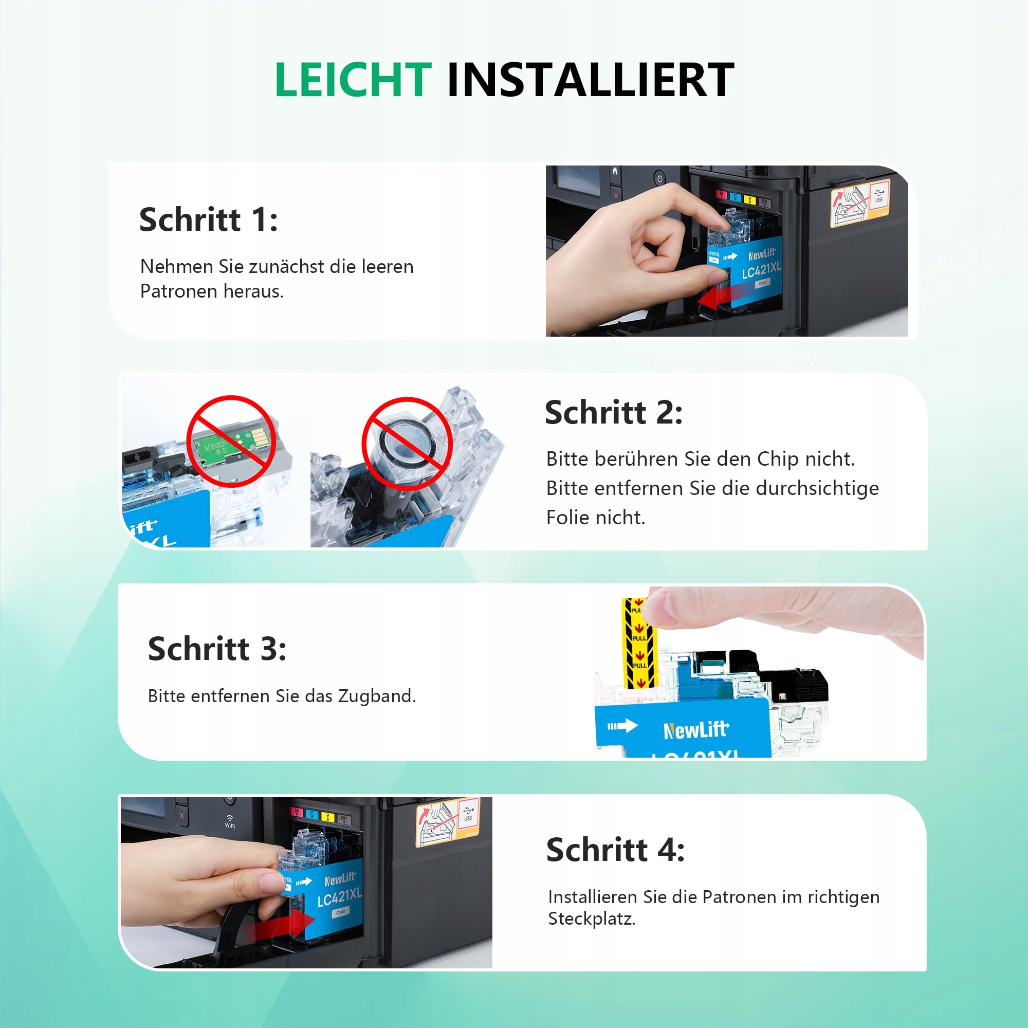 NEWLIFT LC421XL Tusze Do Brother DCP-J1050DW 4 Kolory — miniatura 7