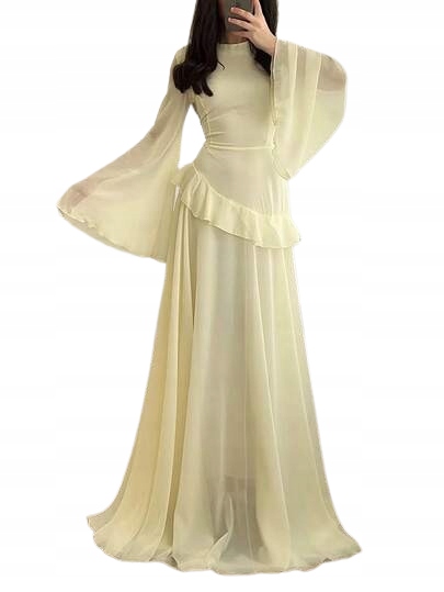 Shein Dlouhé Šaty S Volánem A Rozevřeným Spodním Dílem L 1KF