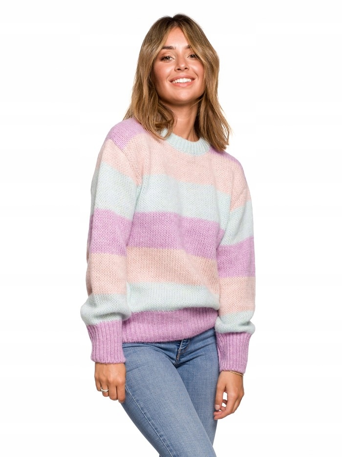 

Eu S/m BK071 Sweter w pasy wielokolorowe - model 1