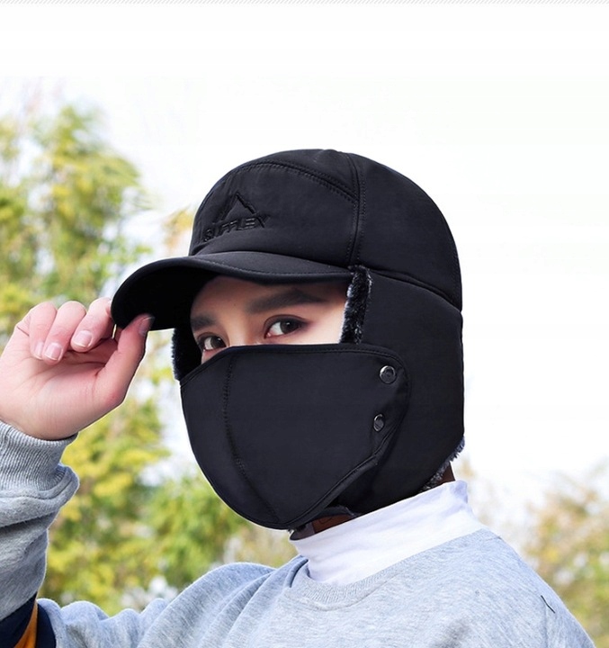 CIEPŁA CZAPKA ZIMOWA MĘSKA Z DASZKIEM NAUSZNIKI Z FUTERKIEM USZATKA Kolekcja 2023