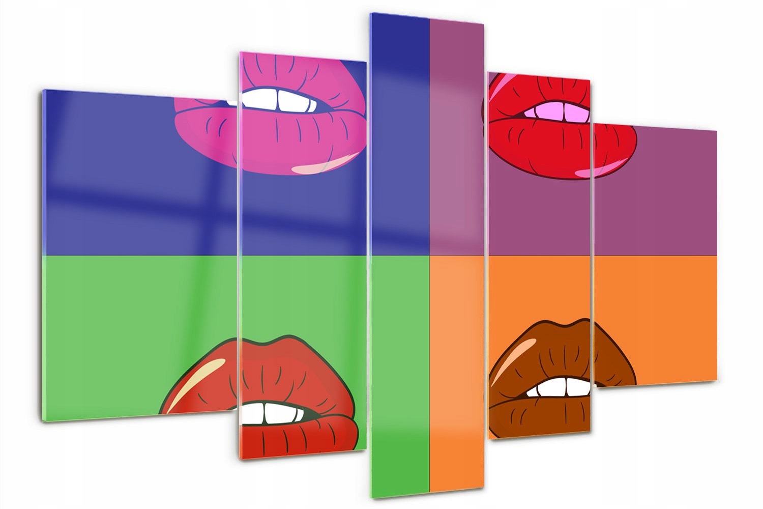 Sklenený obraz Triptych do obývačky Farebné pery