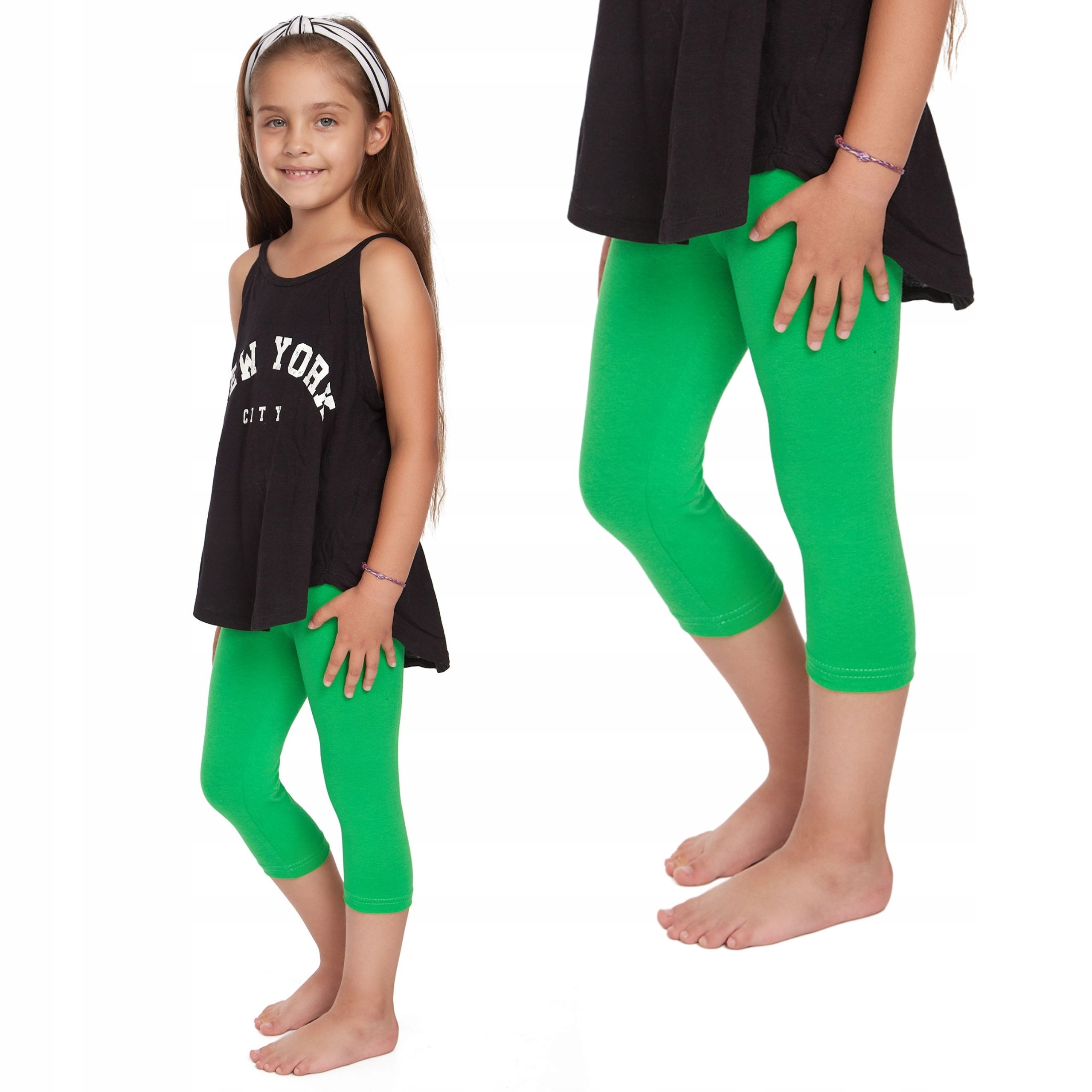 

Legginsy Dziecięce 3/4 Getry Dziewczęce Zieleń 140