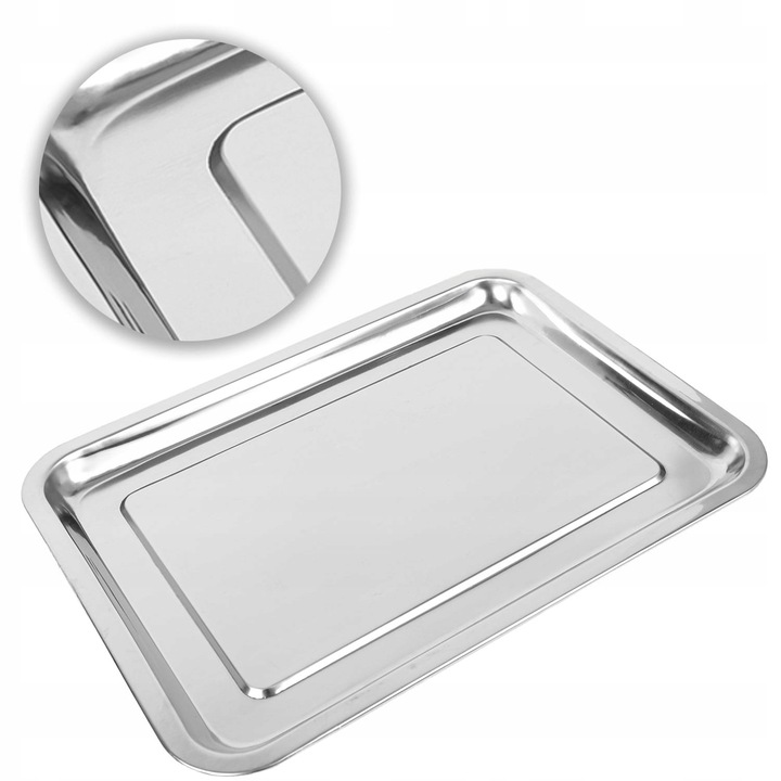 DUŻA TACA METALOWA PŁYTKA NIERDZEWNA 45x35 TC3