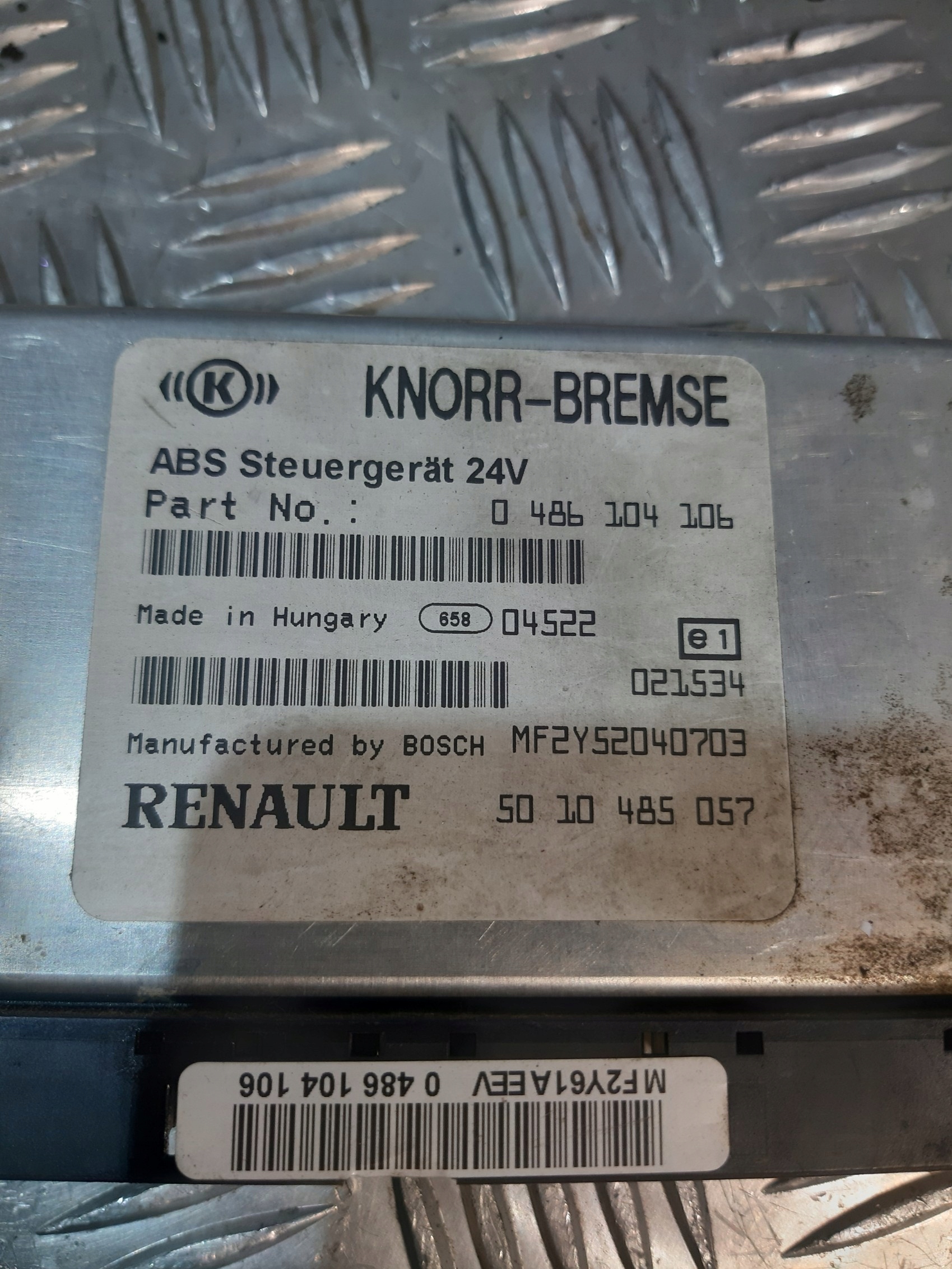 control unit module ABS 24V RENAULT KNORR-BREMSE 0 486 104 106