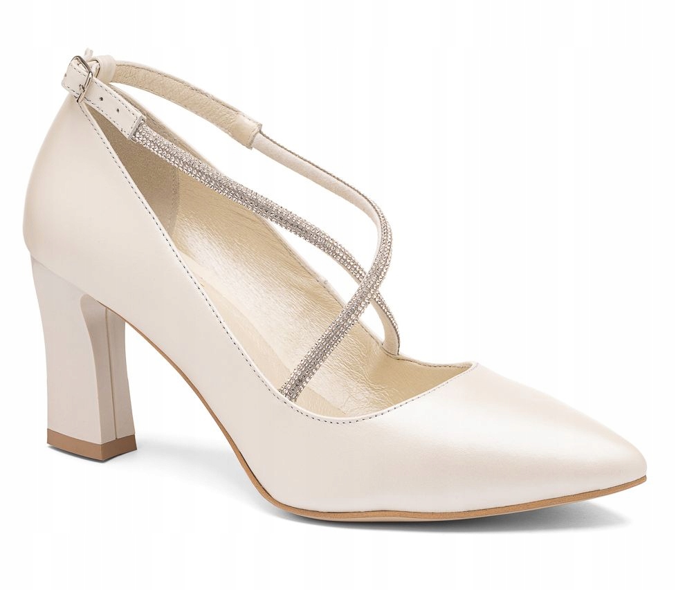 Ekru Perlové Špičaté Lodičky Svatební Pásky Do Kříže Butdam 38