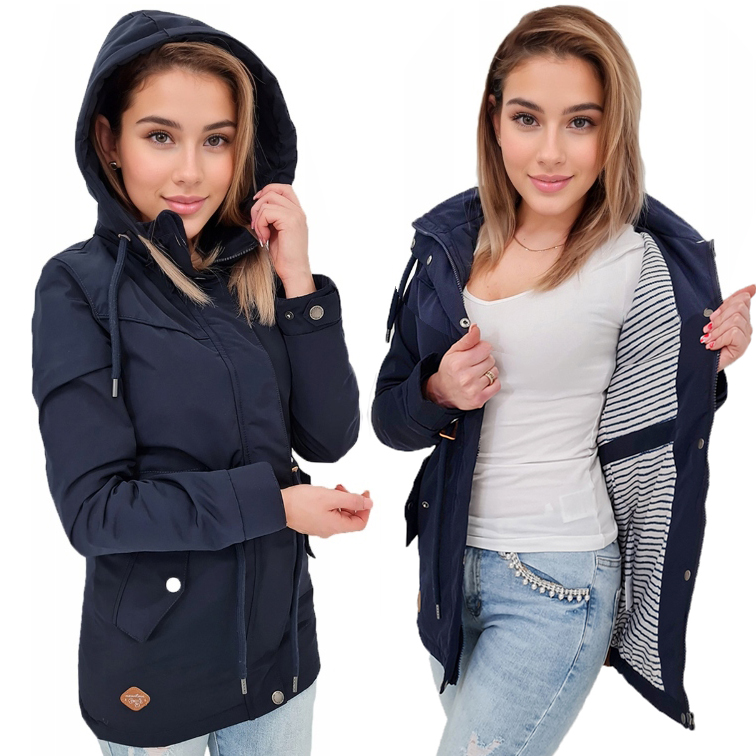 Klasická Dámská Jarní Přechodová Vypasovaná Parka Bunda S Kapucí L