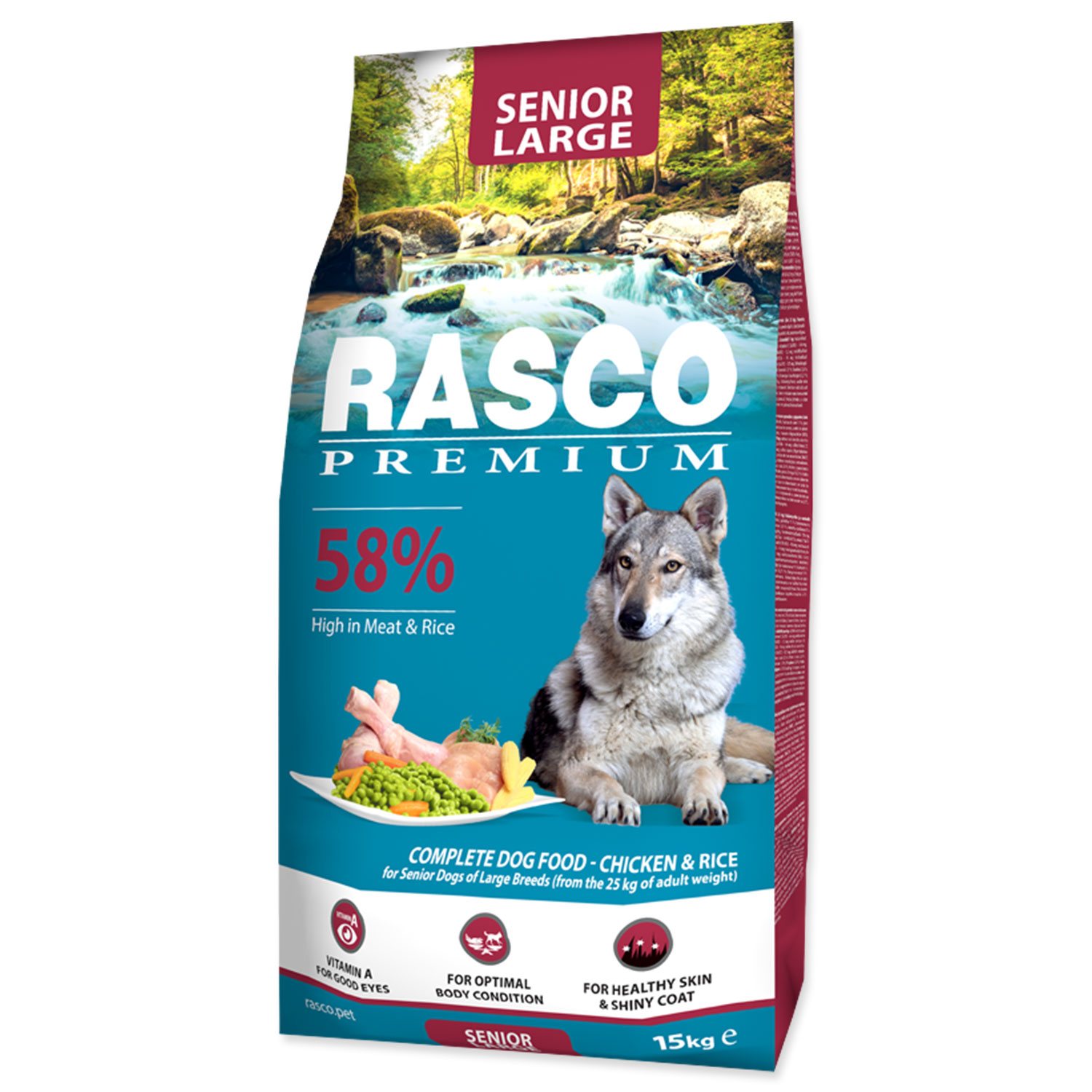 Levně Krmivo Rasco Premium Senior Large kuře s rýží 15kg