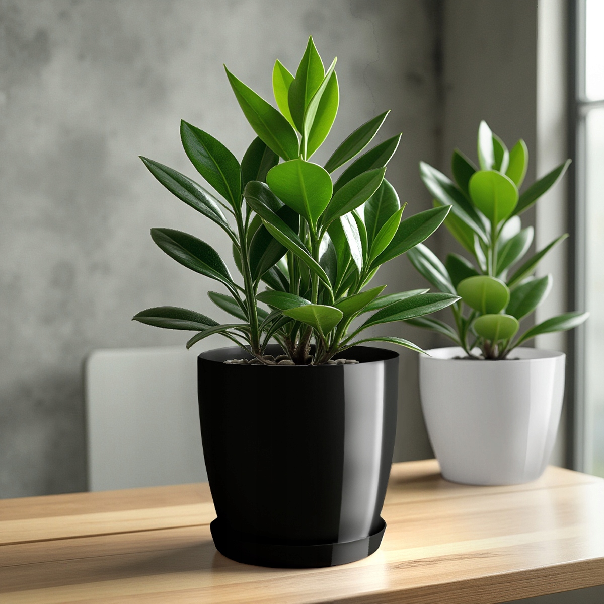 DONICZKA DONICA Z PODSTAWKĄ NA KWIATY OSŁONKA OKRĄGŁA 12 cm PLASTIK CZARNA Marka Kadax