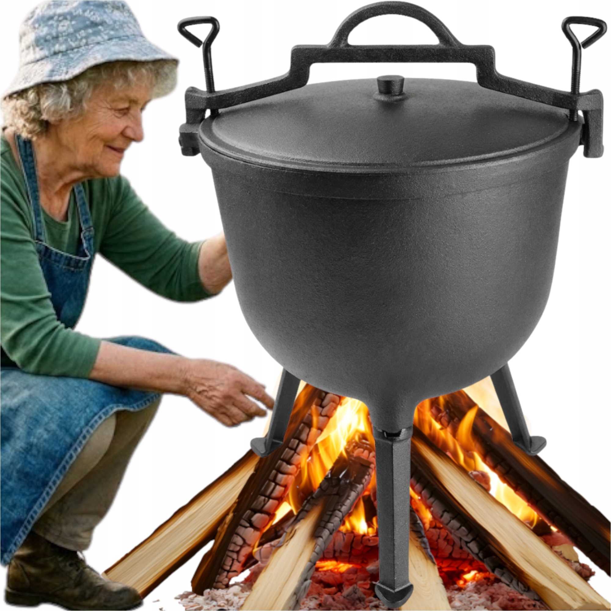 Velký Lovecký Kotlík Pro Vaření Pokrmů Na Ohništi Ohniště XXL