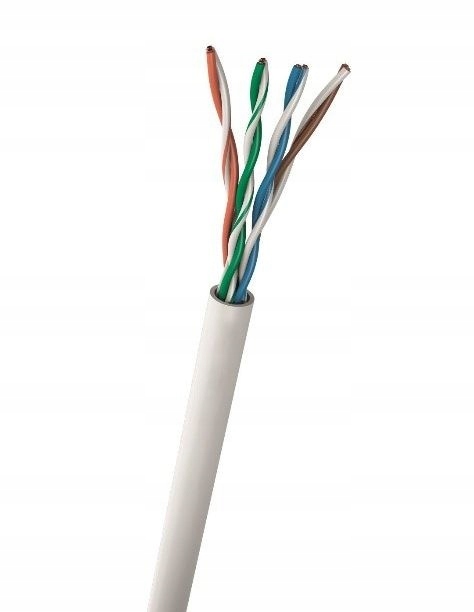 Kabel kat. 5e, U/UTP, PVC, 200MHz CU, drut, wewnętrzny, 305m biały