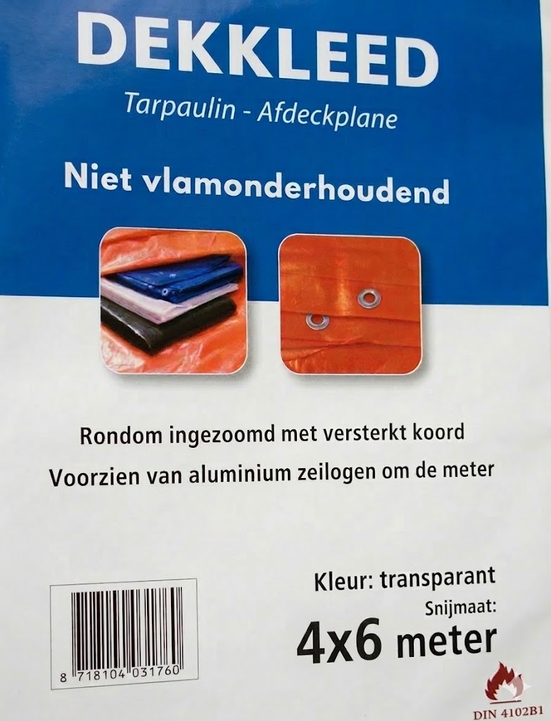 Nehorľavá plachta Fr 4x6 130 g/m2 Samozhášavý certifikát Eú atest B1