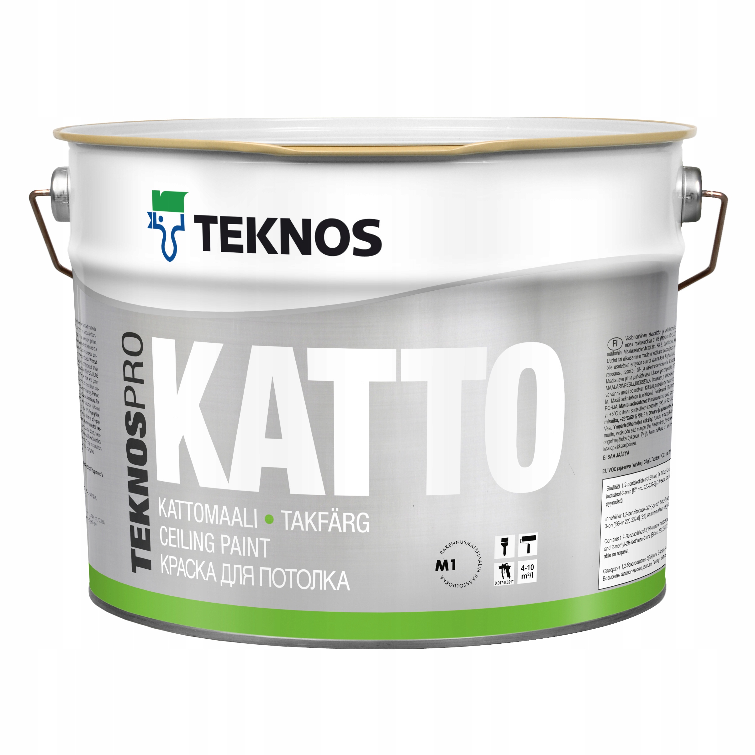 Biała farba do sufitów Teknos Pro Katto, 9 L