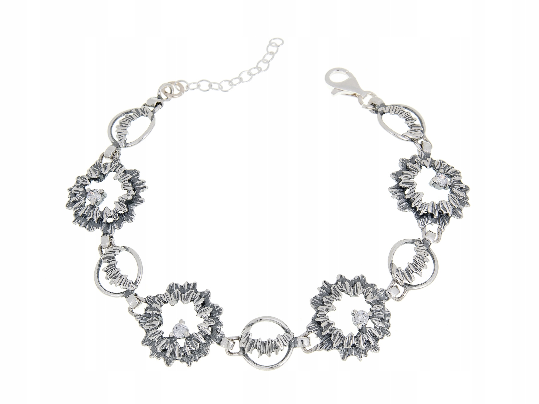 Krásný Stříbrný Náramek Se Zirkony 21,5 CM