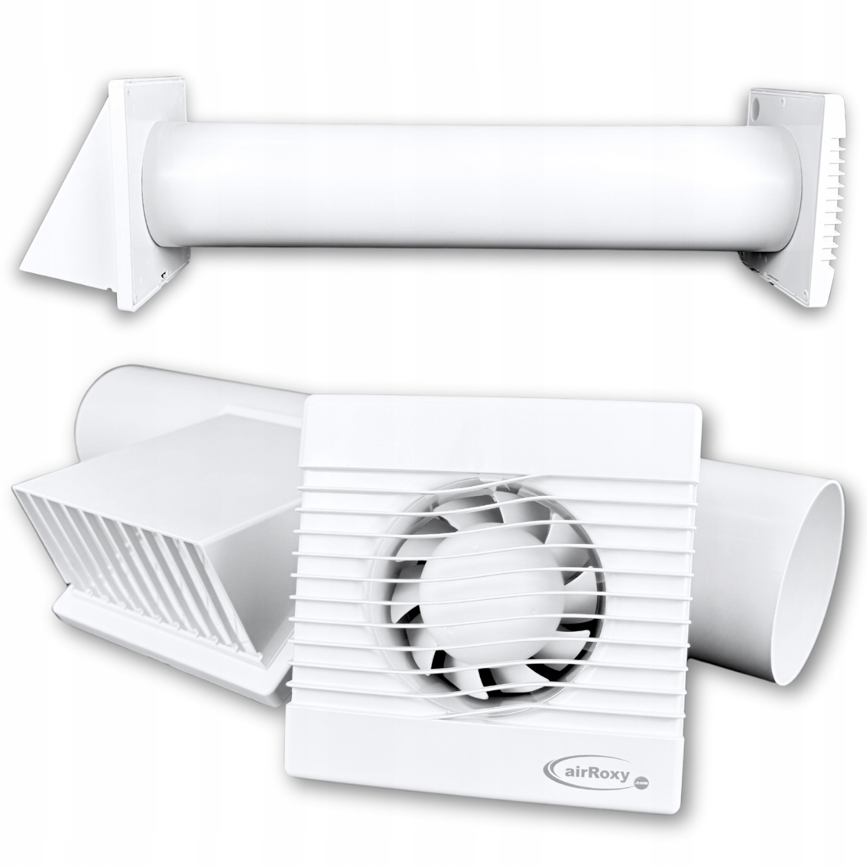 Ventilační sada Odsávací odtah vlhkosti přes zeď Bílá fi 150 mm