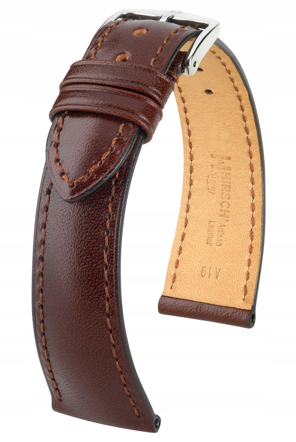 Hnědý Kožený Elegantní Řemínek Na Hodinky 19 mm Hirsch Siena 04202010