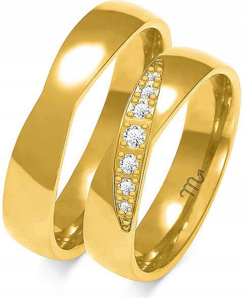 Zlatý snubní prsten s diamantem 585 pro svatba vel. 8 9 10, dámský svatební prsten pro muže 14k