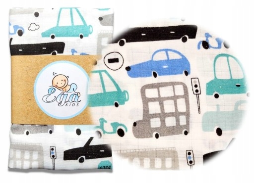 EGA PIELUSZKA MUŚLINOWA KOCYK OTULACZ Pielucha 120x120 AUTKA