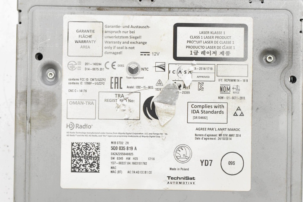 player navigation devices SD 5Q0035819A SKODA RAPID 1 and 12-17