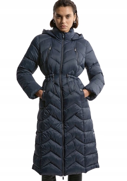 Karen Millen Tmavě Modrá Prošívaná Bunda S Kapucí Petite 36 B1C