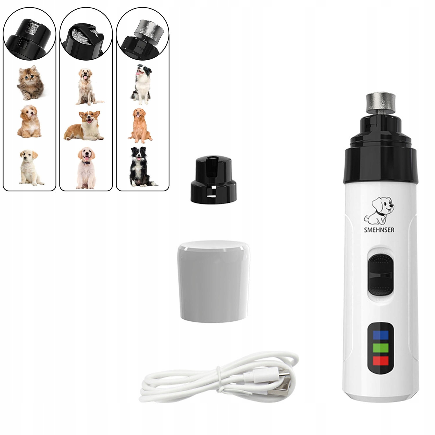 Levně Frézka Na Drápky Psa Elektrická Bruska Usb Tichý Pilník Pro Zvířata