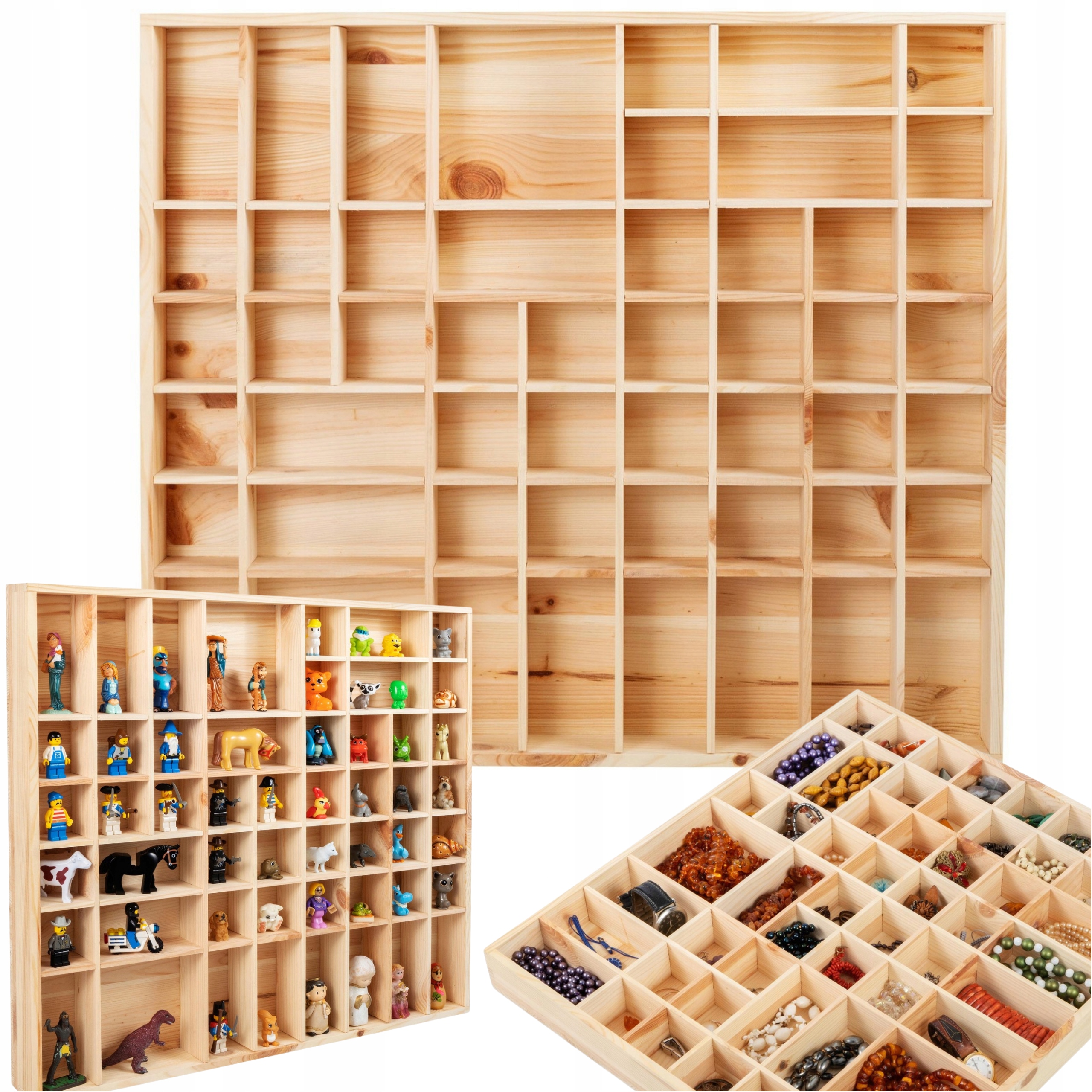 Police na drobnosti Dřevěný organizér Zvětšený 52 x 46 x 5 cm