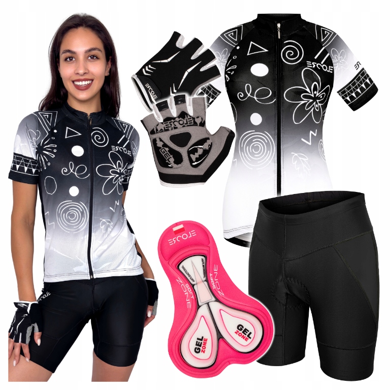 Cyklistický komplet Dámský cyklistický oblek velikost S M Tričko Kraťasy Rukavice