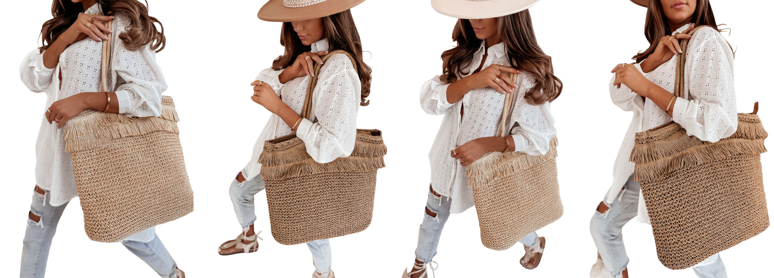 TORBA PLECIONA TOREBKA KOSZYK Z FRĘDZLAMI SHOPPER Marka inna