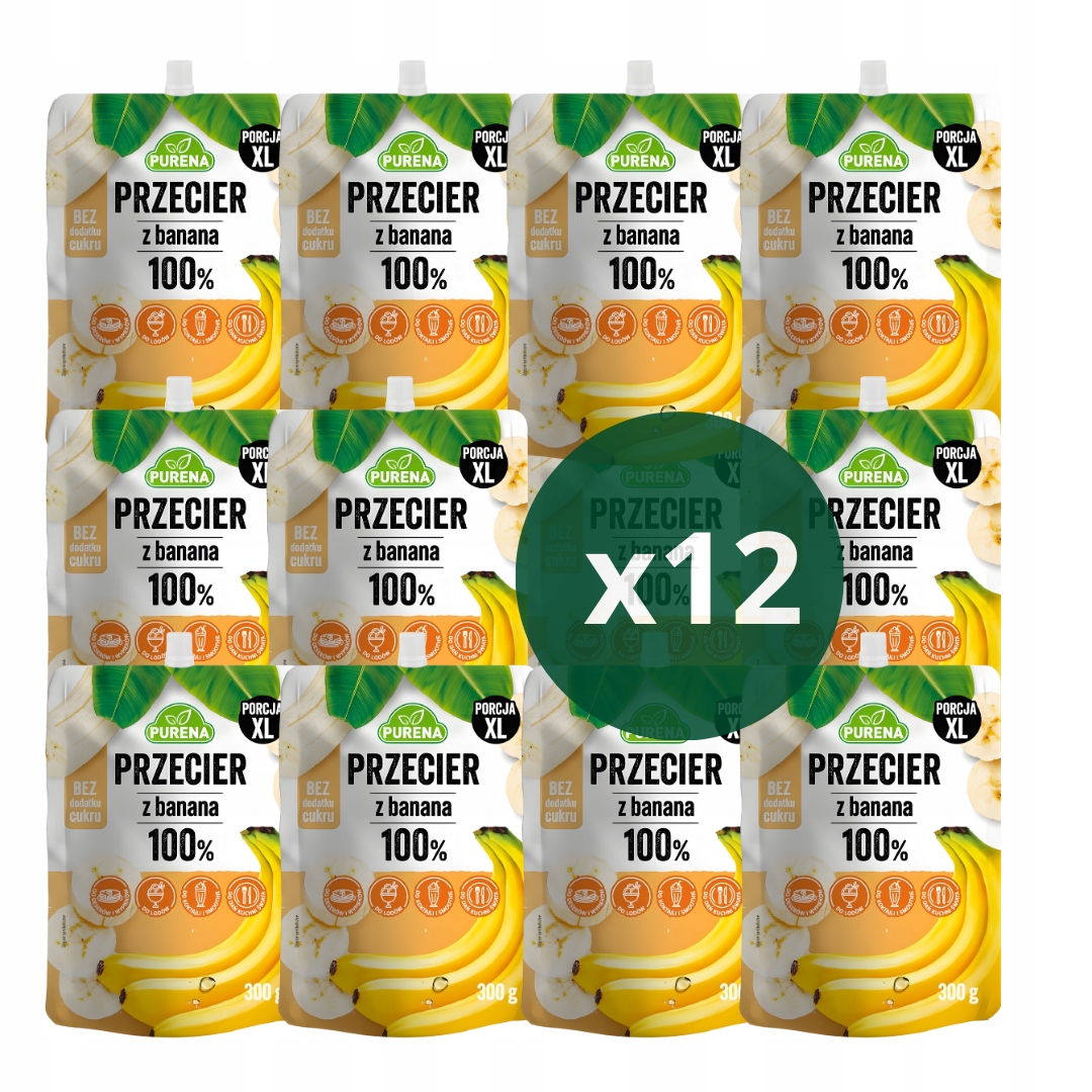 Levně Sada 12x pyré Purena Banán přírodní 100% Ovoce Bez Přidaného Cukru