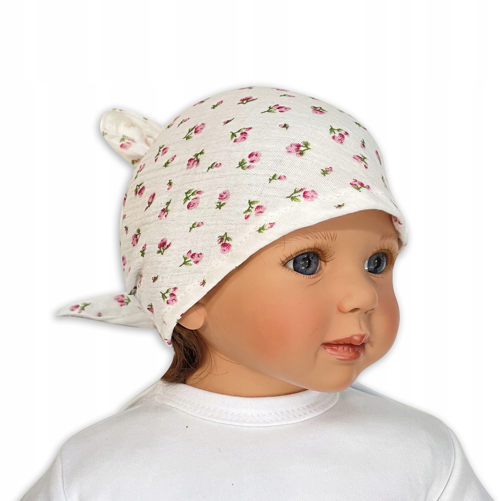 KOMPLET muślinowy CHUSTKA + APASZKA na lato CZAPKA i bandamka NAD MORZE Rozmiar one size