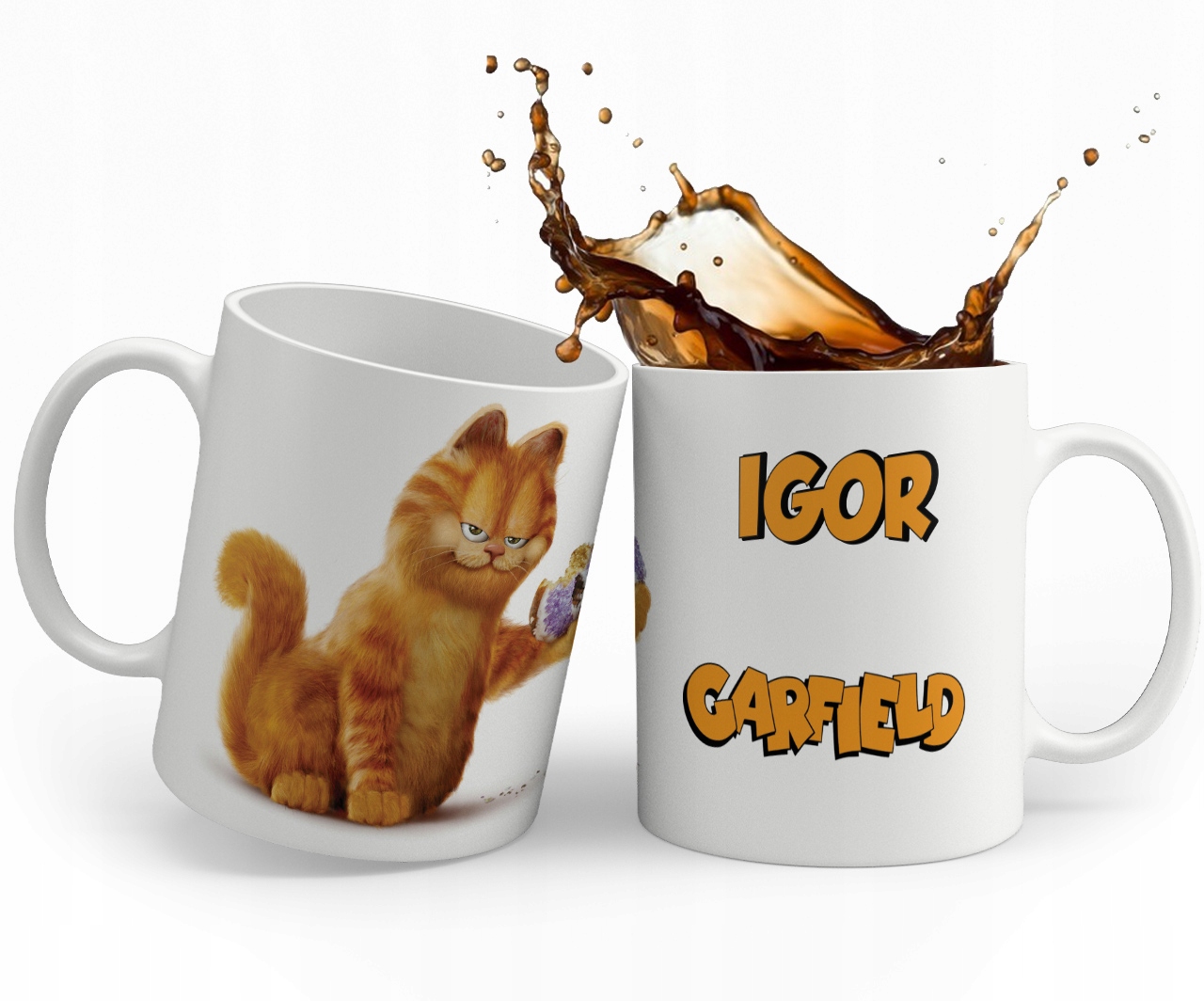 KUBEK GARFIELD KOT GARFILD + IMIE + KARTONIK