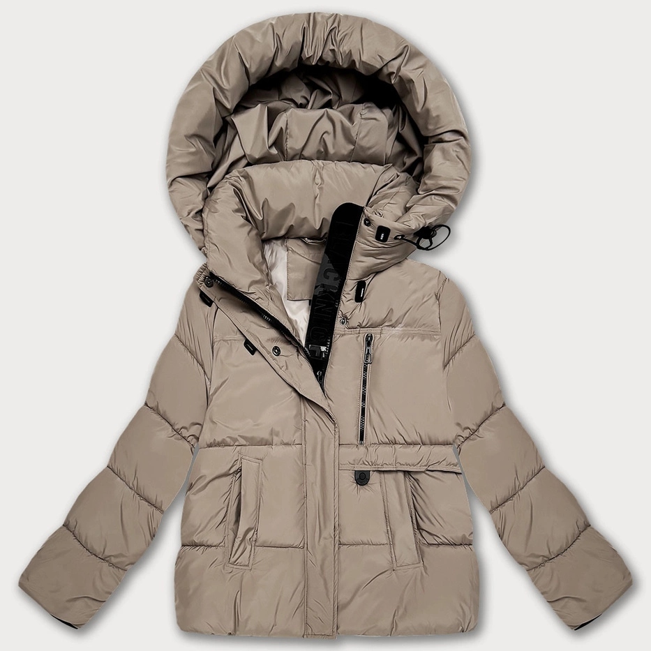 Zimní Bunda Kapuce B8529 Tmavě Béžová XL (42)