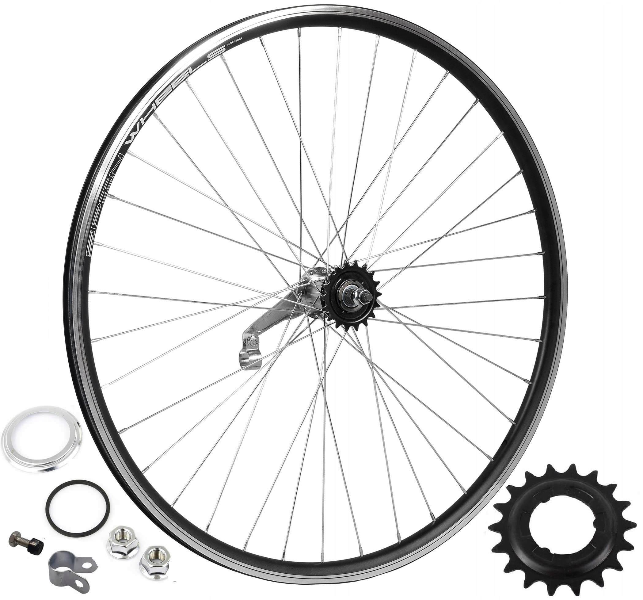 Kompletní zadní kolo Torpedo 28 palců, zesílené, kuželové, černé