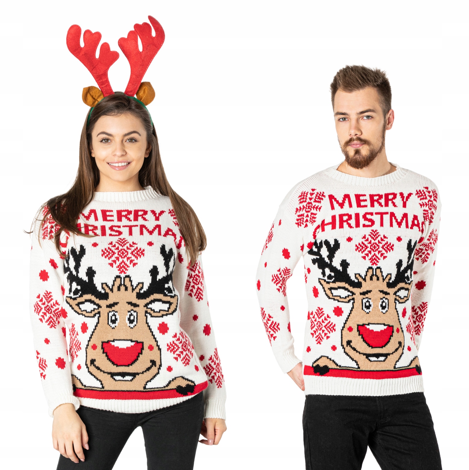 2 Vánoční svetry Svetr na Vánoce pro páry Rodiny Merry Christmas 956/02