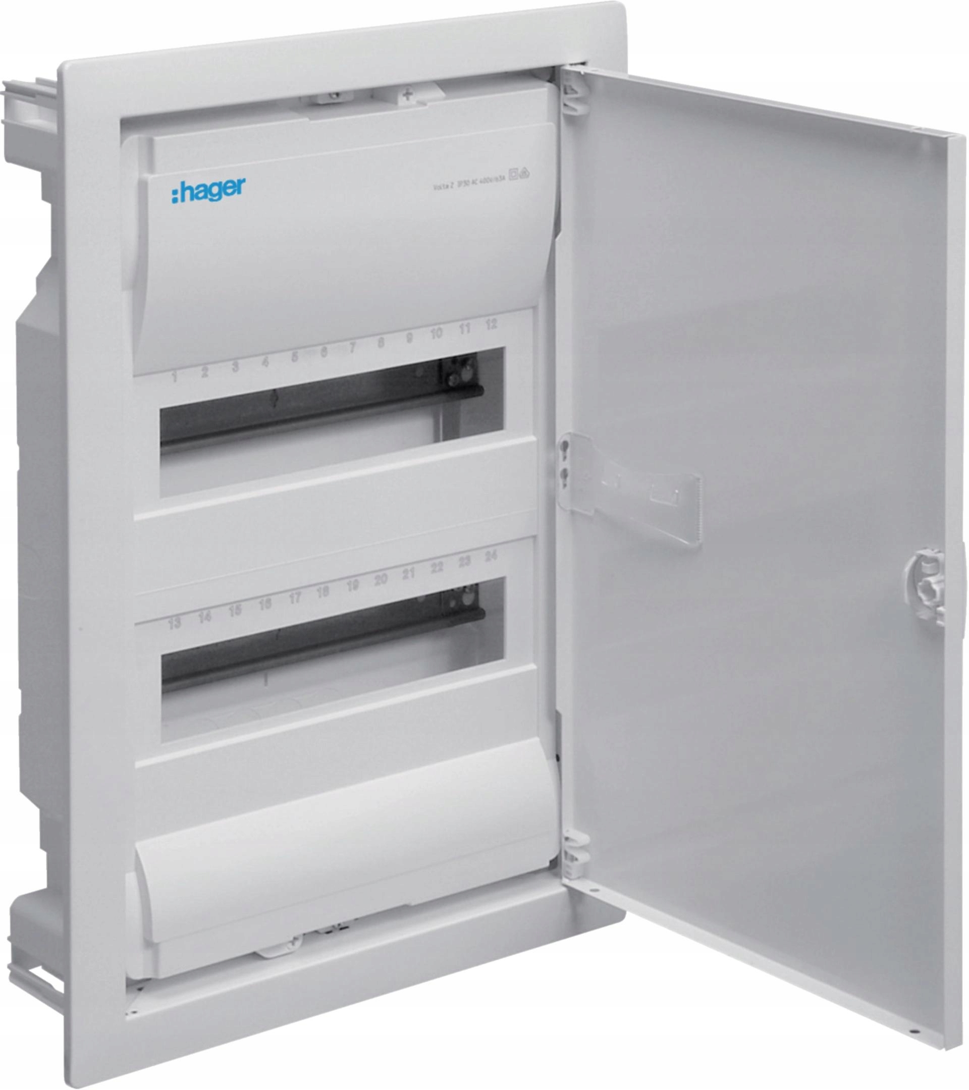 Podomítkový rozvaděč s kovovými dveřmi, 2 řady, 24 modulů, IP30, Qc