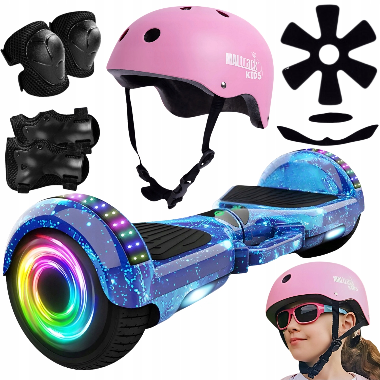 Deskorolka Elektryczna Hoverboard 6,5 cala Głośnik Bluetooth Led Kask