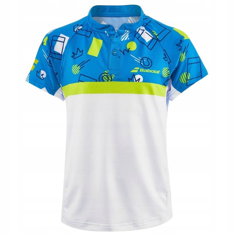 Tričko Babolat Compete Polo Boy White/malibu Blue 152