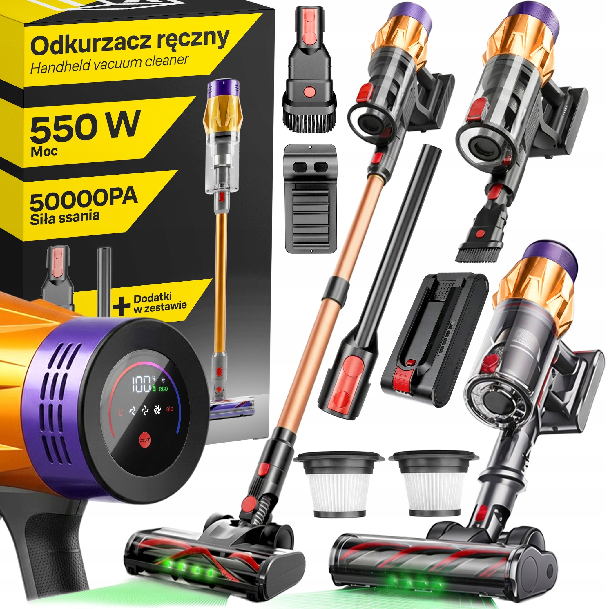 Vertikálny Bezdrôtový Ručný Vysávač, Výkonný, 550 W, Akumulátorový, Bezvreckový