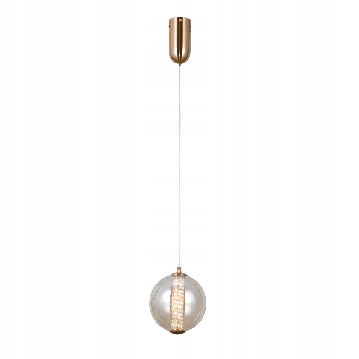 Závěsná Led bodová lampa zlatá skleněná jantarová koule 15 cm 3000K Italux