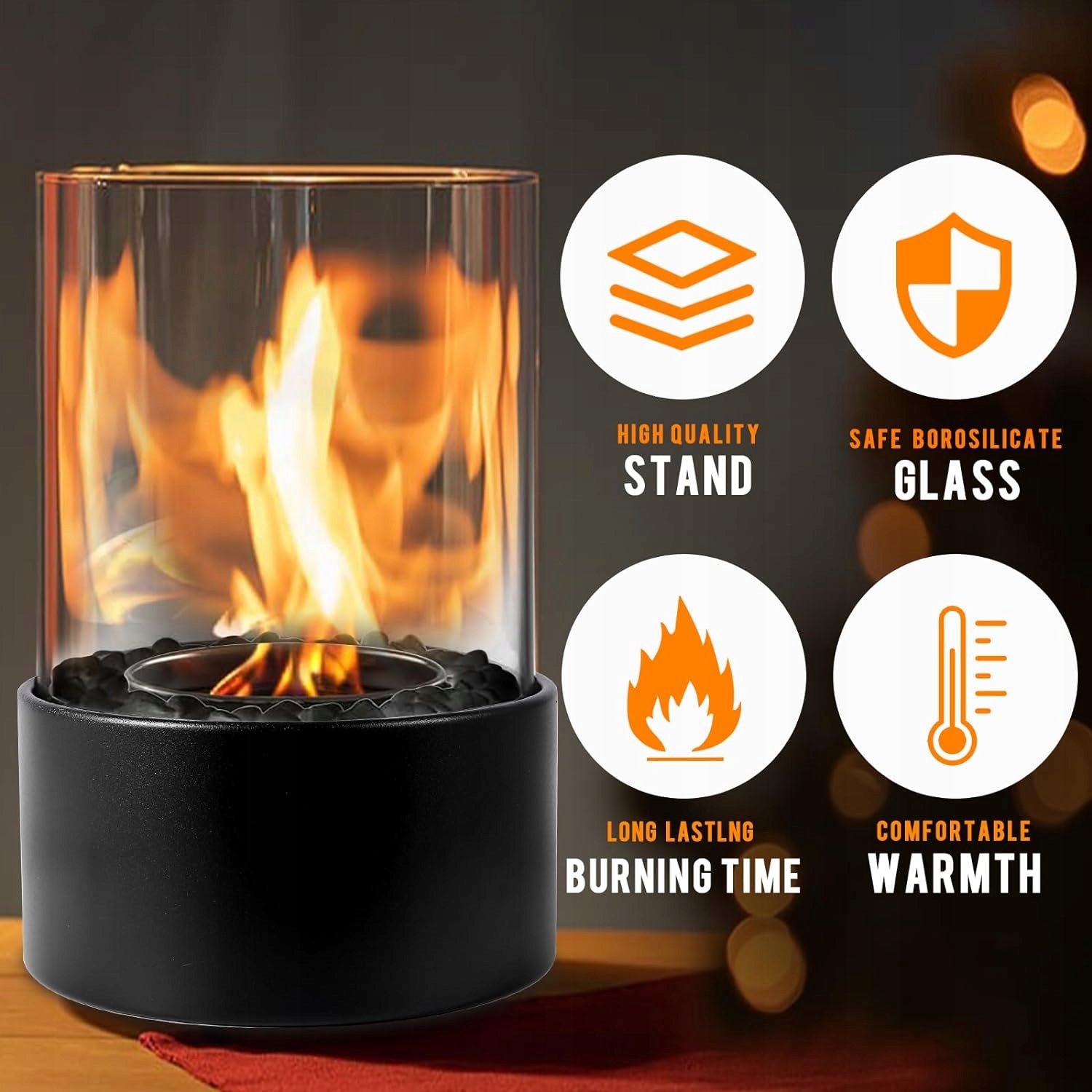 ПОРТАТИВНИЙ НАСТІЛЬНИЙ КАМІН ДЛЯ ОБІДУ НА РОЖДЯНИЙ ВЕЧІР Ширина 14 см