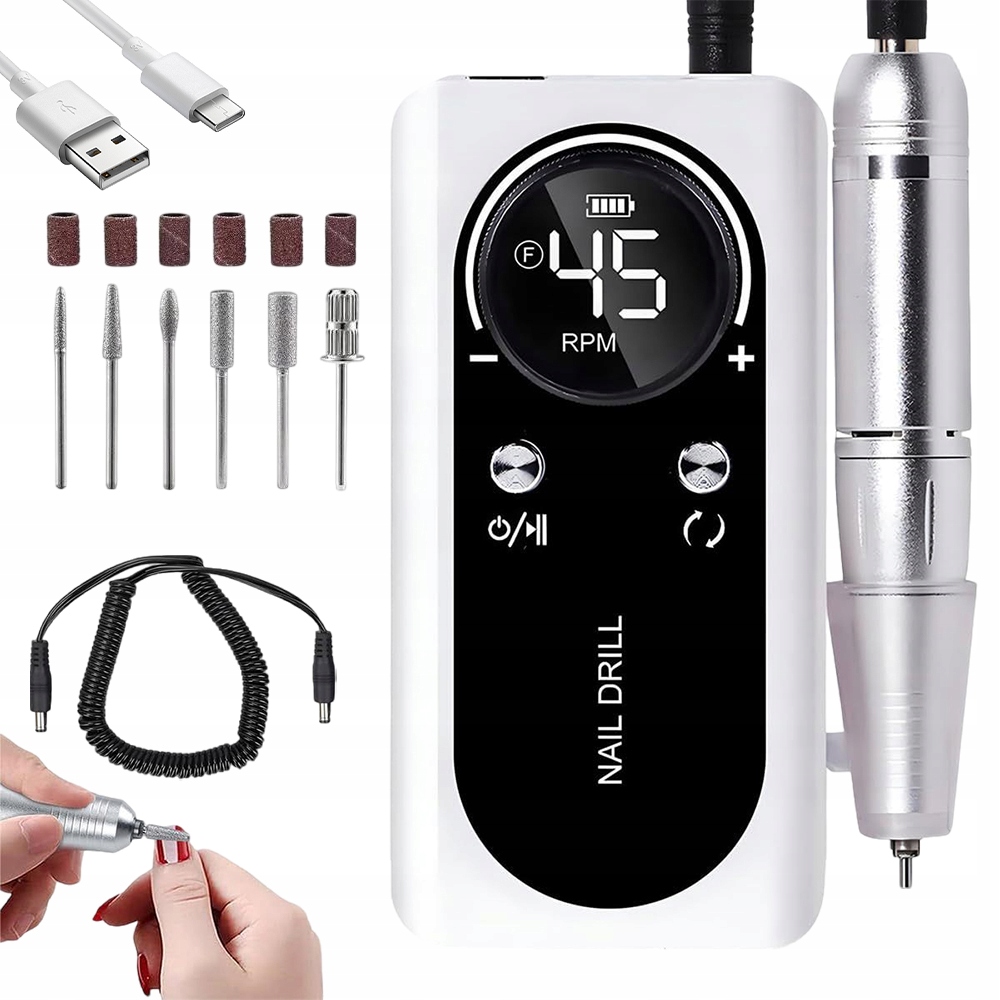 Profesionální Bruska Na Nehty Manikúra Sada 6 Brusných Hlavic