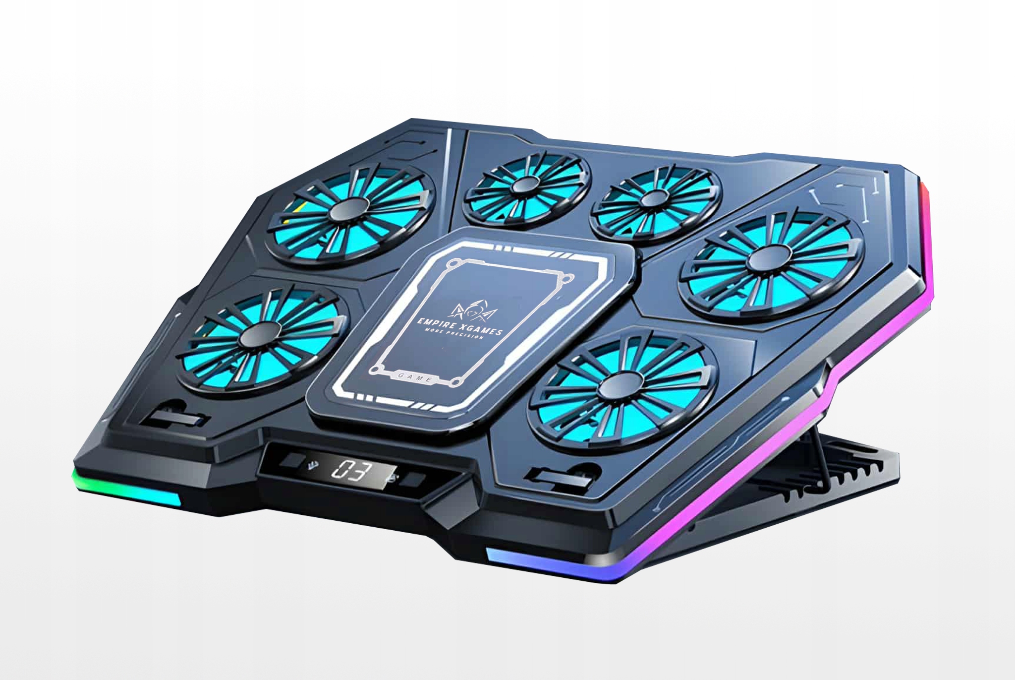 Led Rgb chladiaca podložka pod notebook, stojan 6 Ventilátorov Ľadová Doska