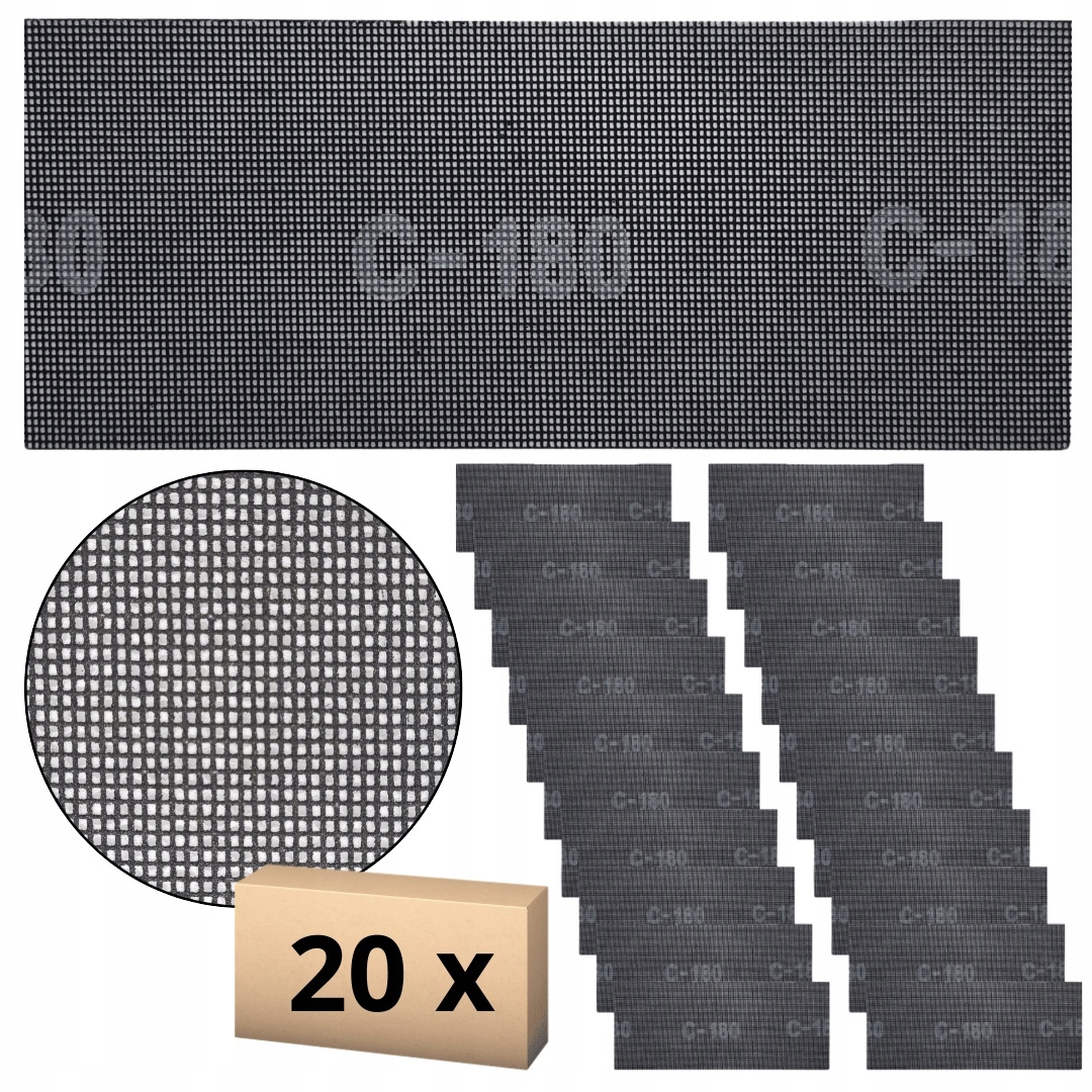 Siatka ścierna szlifierska 115x280mm do gładzi gipsu gradacja P180 zestaw